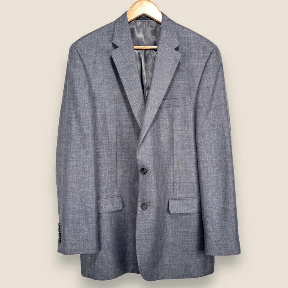 Lauren Ralph Lauren Sport Coat Blazer Men 44L Gray Poly Rayon Linen 2 Button